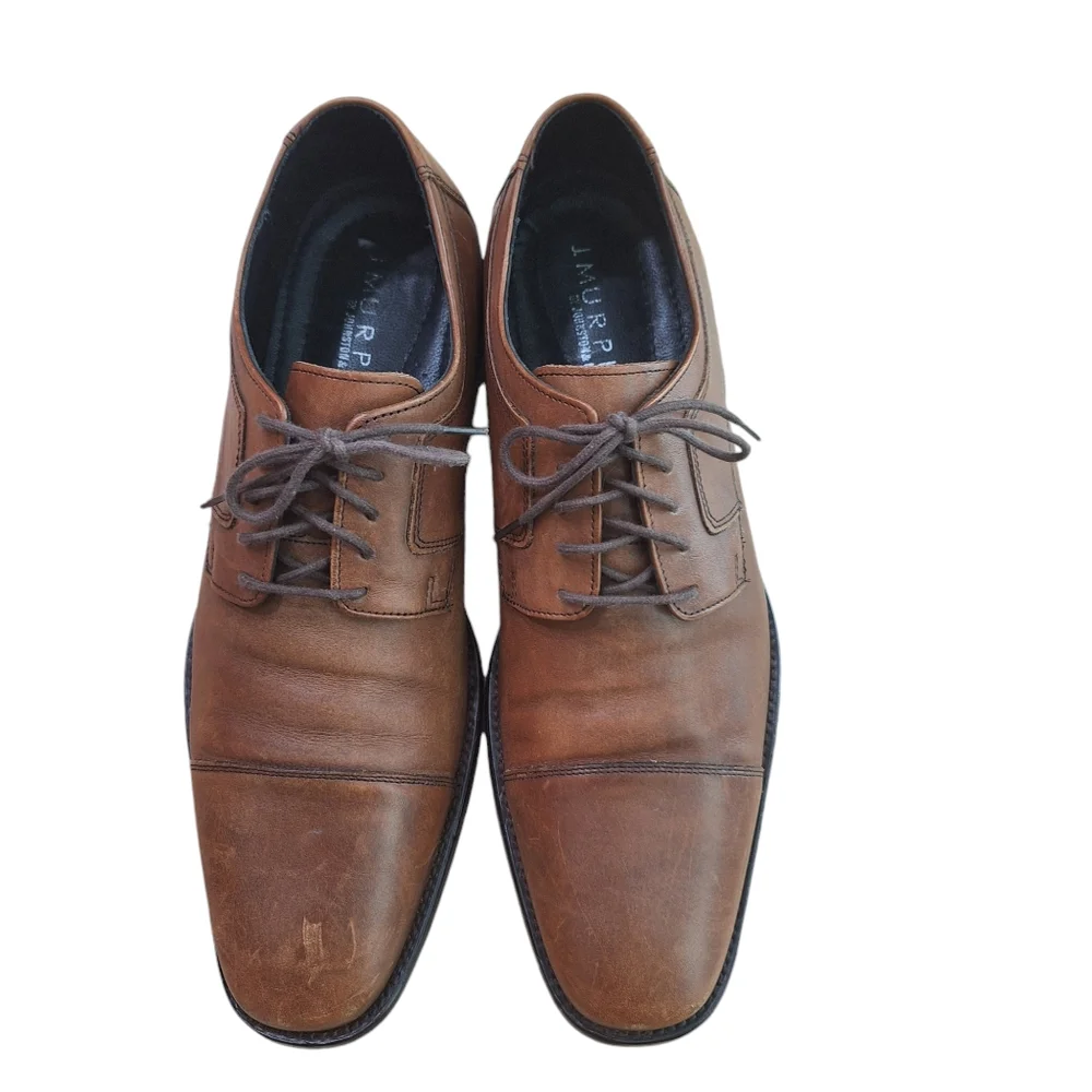 Johnston & Murphy Lancaster Cap Toe Derby Men's Tan Brown Dress Shoes sz 12M